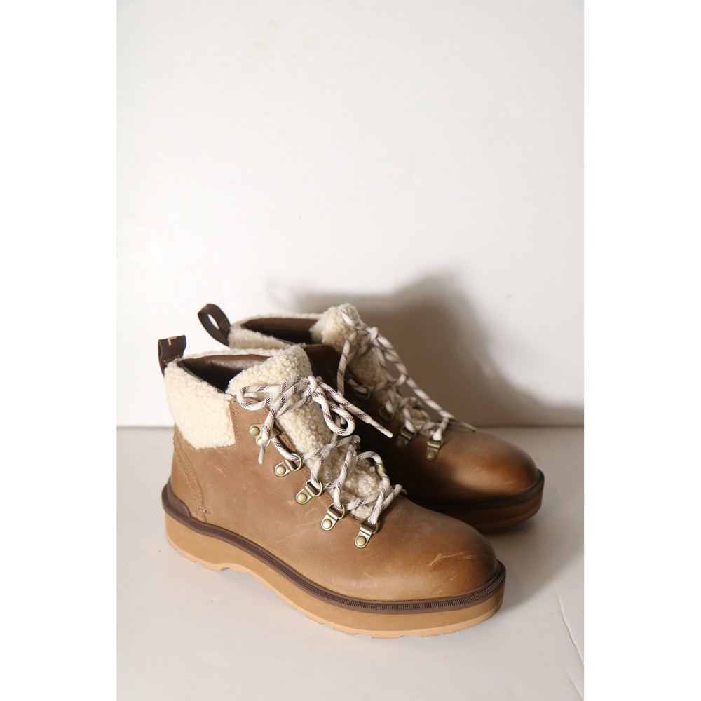 Sorel Women Hi Line Hiker Cozy Boot 8.5 Umber Tawny Buff Shearling Lace Up Brown